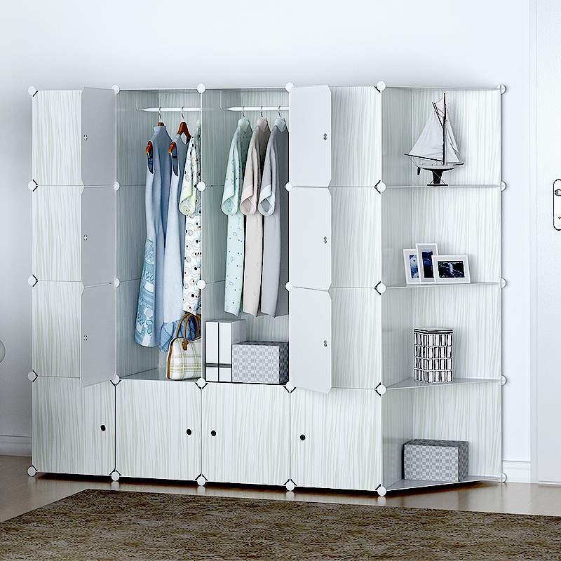 梅氏简易衣柜组合装树脂衣橱成人塑料简约现代双人折叠收纳衣柜