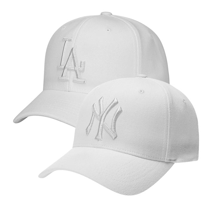 MLB棒球帽NY正品韩国代购纯白色全封男女帽洋基遮阳帽鸭舌帽