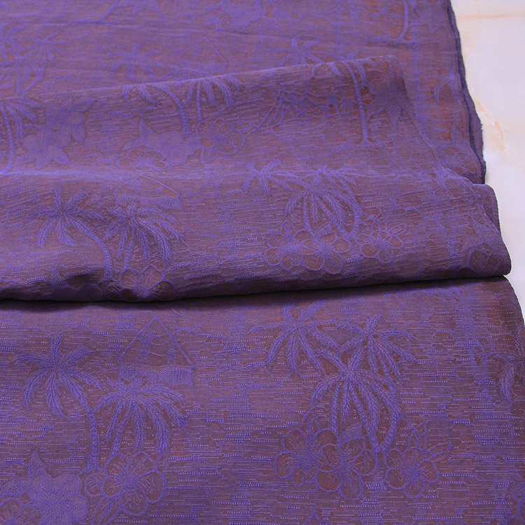 古韵丝语绢纺莨绸香云纱面料布重磅深紫色提花真丝布料纯色桑蚕丝