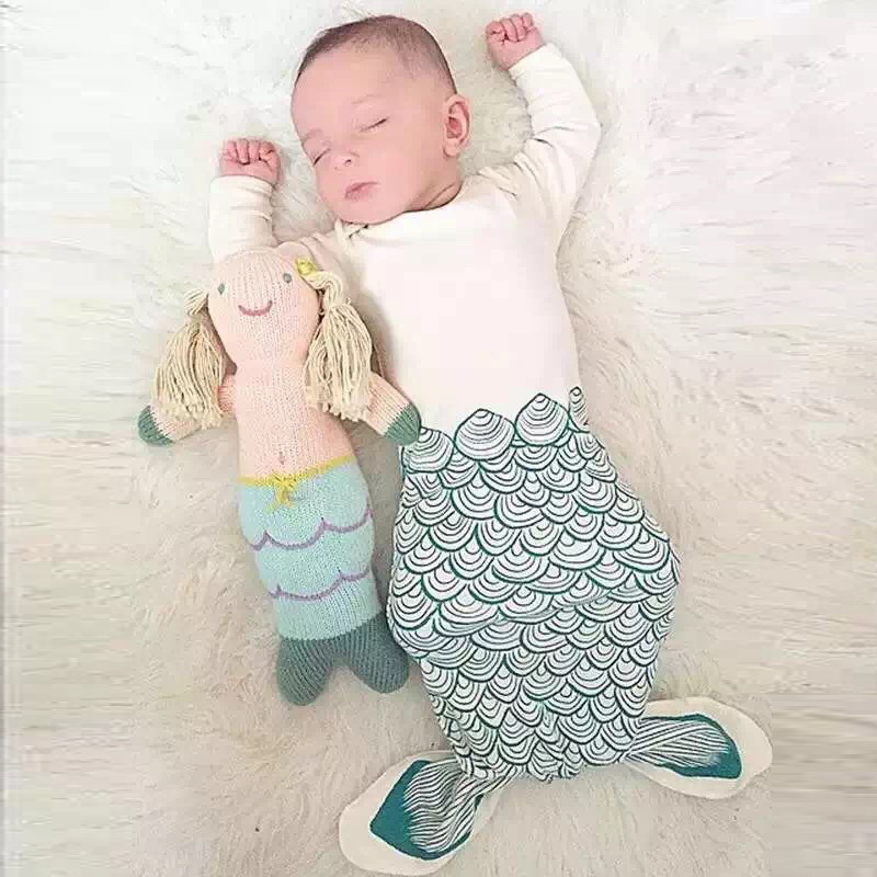 夏季新款欧美流行ins婴儿防踢被全棉舒适保暖可爱美人鱼长袖睡袋