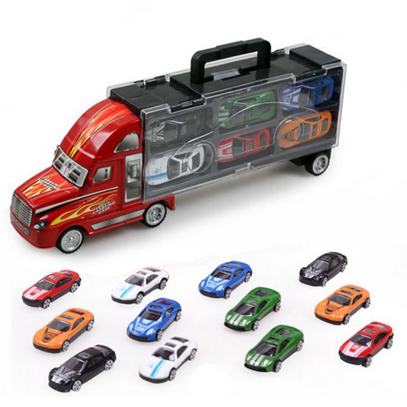 儿童模型货柜车仿真小汽车玩具车12只合金车儿童男孩玩具车