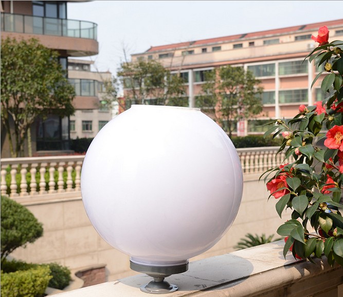 白色球型灯太阳能圆球柱头灯户外防水亚克力灯罩大门灯庭院墙头灯
