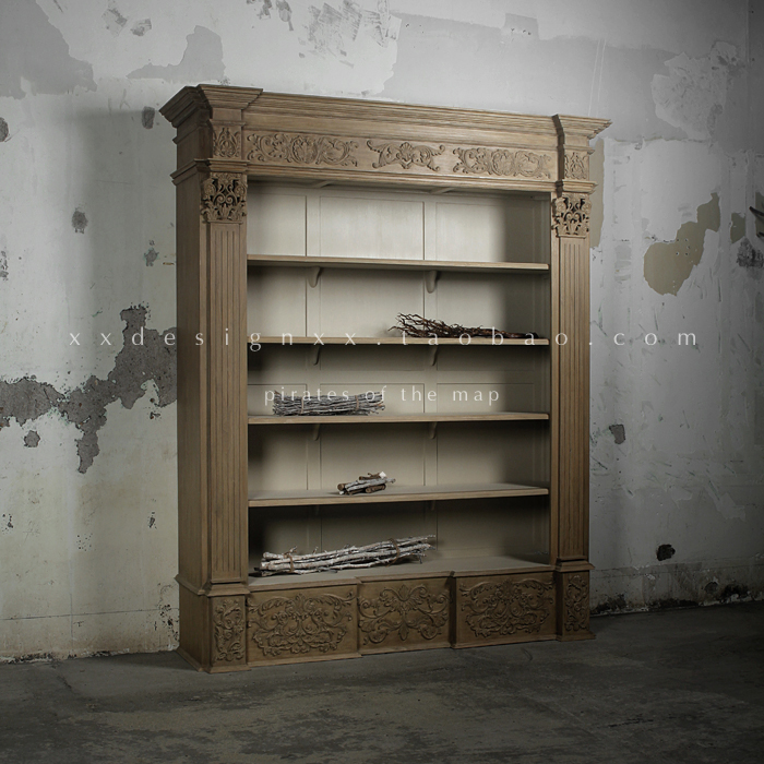 象形design进口法式复古做旧组装书柜手工雕刻书柜柜子简约风格