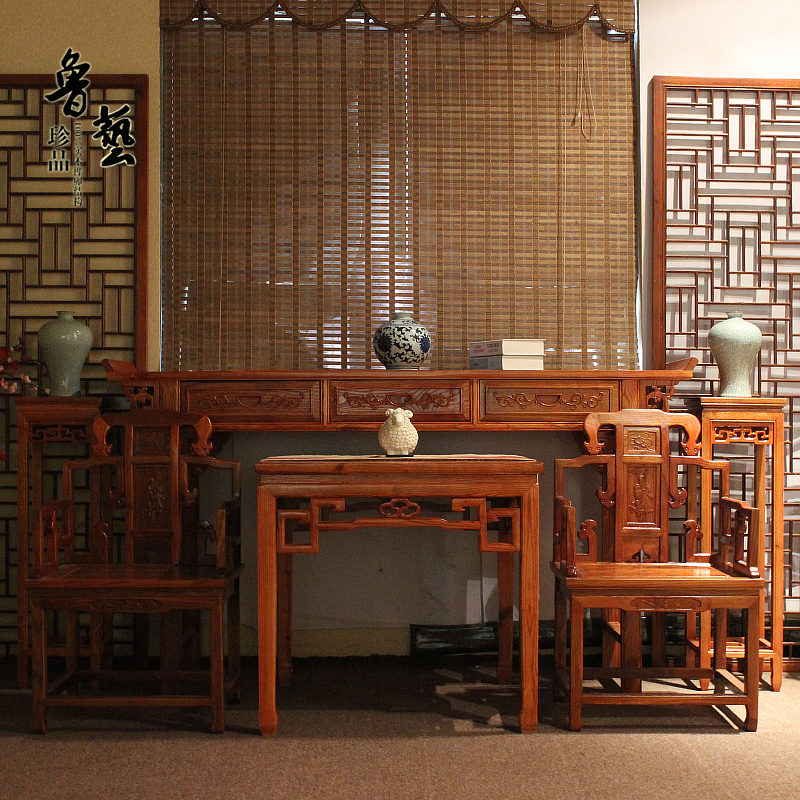 中堂条案六件套中式实木八仙桌太师椅案几案台供桌明清古典家具