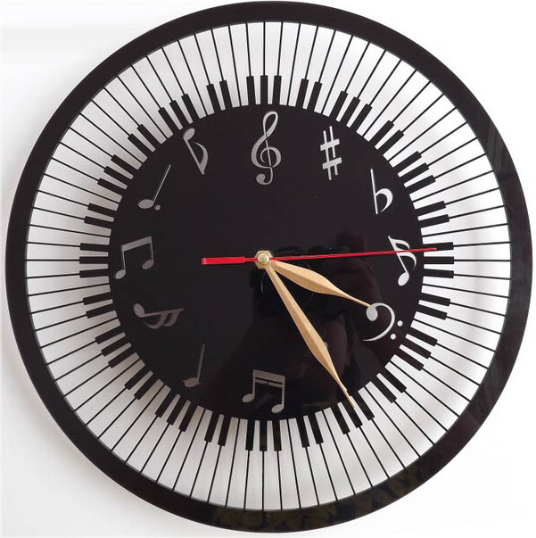 钟音符 个性定制挂钟床头时钟表创意座钟钟表镂空雕刻造型设计