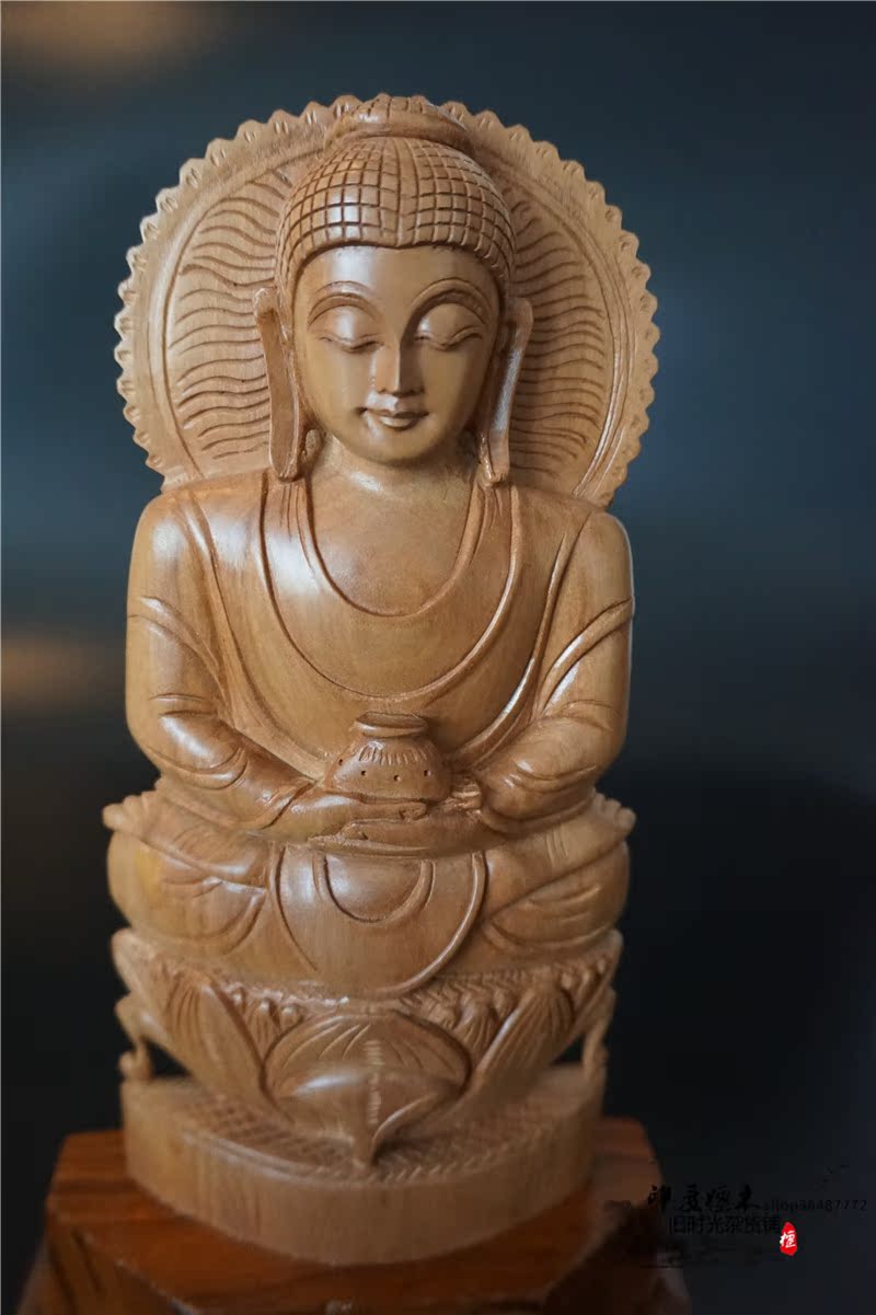 印度迈索尔老山檀手工雕件菩萨释迦牟尼佛像油性好香味醇精品包邮