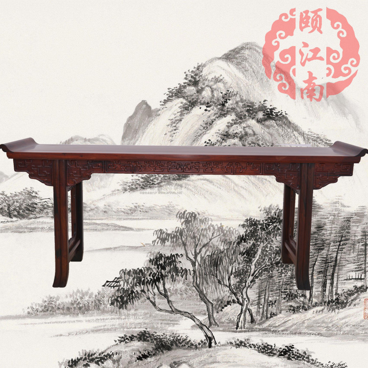 明清古典中式实木家具仿古红木家具老挝酸枝雕花翘头条案画案
