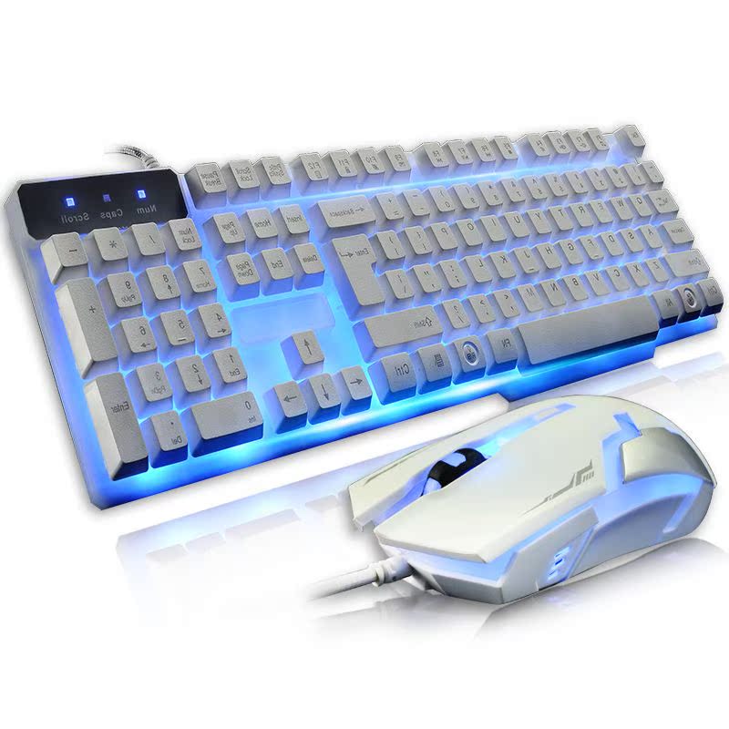 热卖精亚 有线 游戏 键盘鼠标套装 机械手感电脑台式背光键鼠 USB
