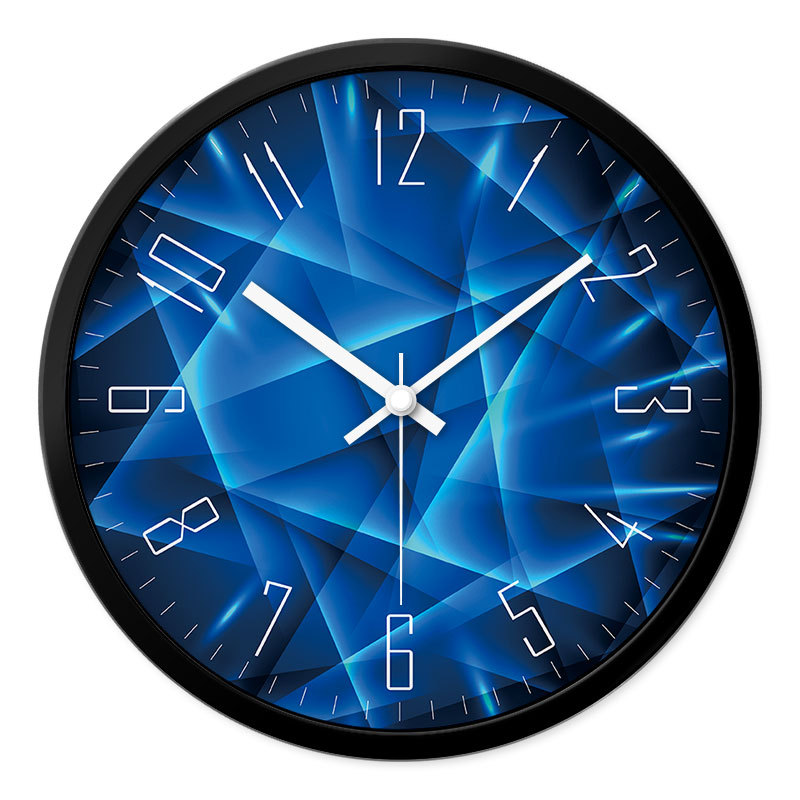 MM冰点水晶三维视觉冲击挂钟 客厅创意蓝色动感时钟 静音石英钟表