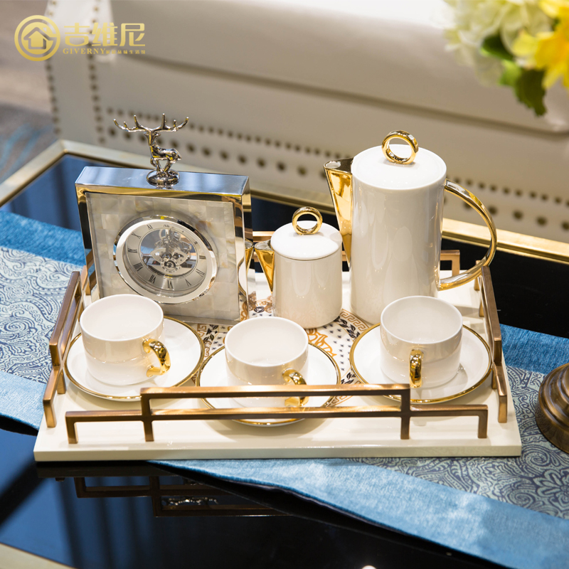 新古典欧式法式美式样板房装饰品摆件骨瓷咖啡杯具咖啡杯套装礼盒