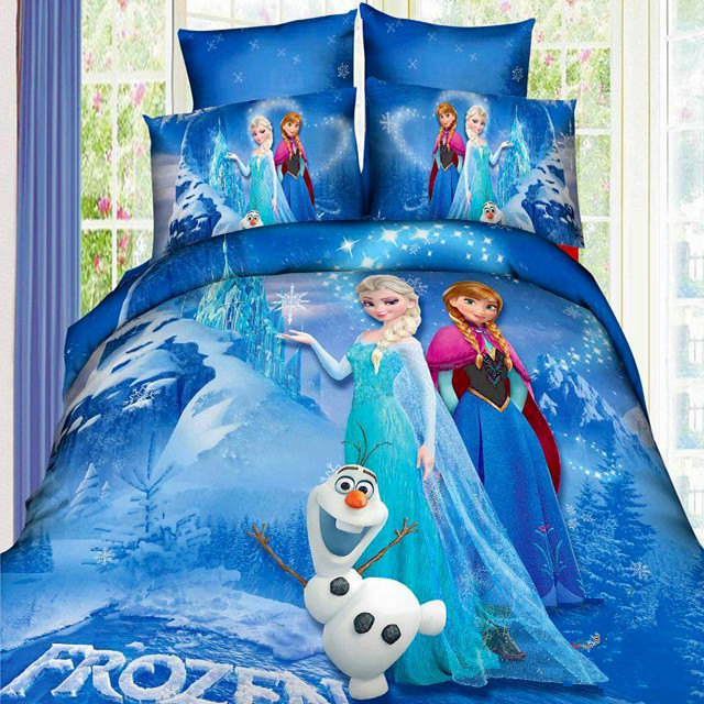 靓妆 3D纯棉冰雪奇缘儿童卡通被套床单 女孩公主三四件套床上用品