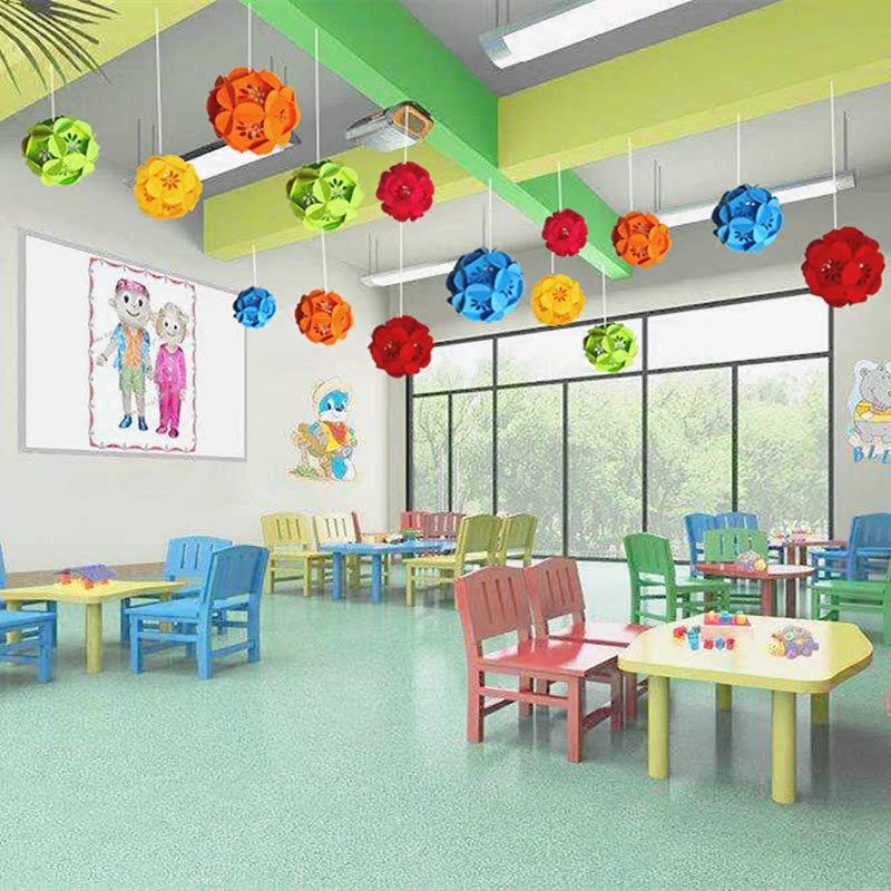 促销幼儿园中国风吊饰教室挂饰商场店铺装饰现代中式吊顶创意花球