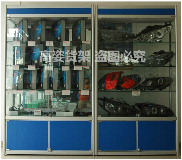 郑州展示柜化妆品玻璃展柜广西精品货架配件展示架饰品汽车展柜