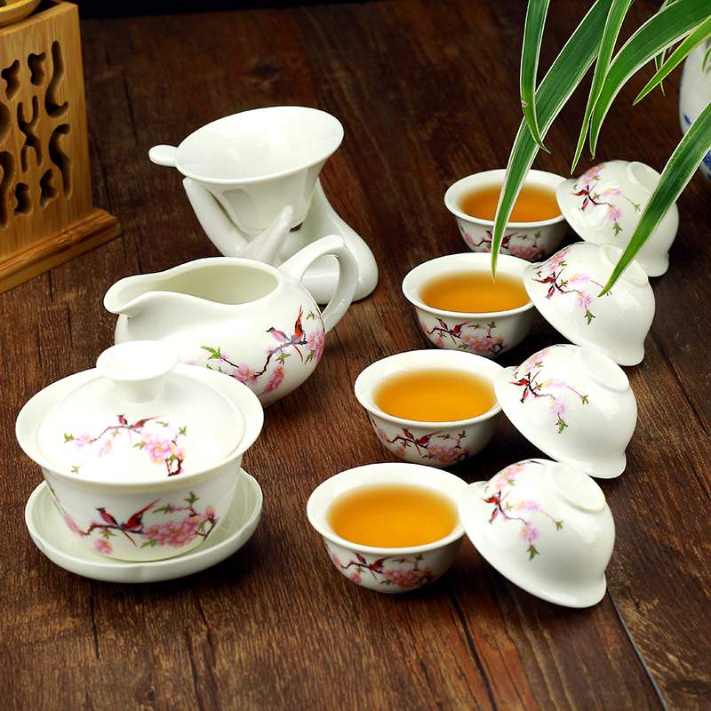 青花瓷红茶茶具套装 玻璃双耳杯壶泡茶器特价 陶瓷功夫花茶茶具