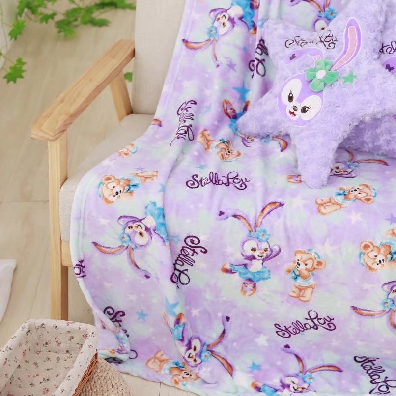 紫色史黛拉毯子 紫色芭蕾兔达菲卡通法兰绒空调毯子单人毛毯盖毯