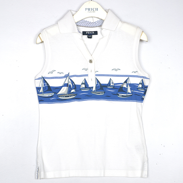 PRICH专柜正品代购夏款无袖海军风T恤 PRLW02504T女款修身款半袖