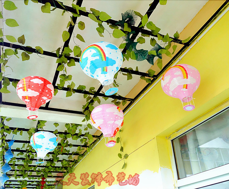 幼儿园吊饰卡通立体彩虹灯挂 饰装饰品布置教室走廊热气球吊挂
