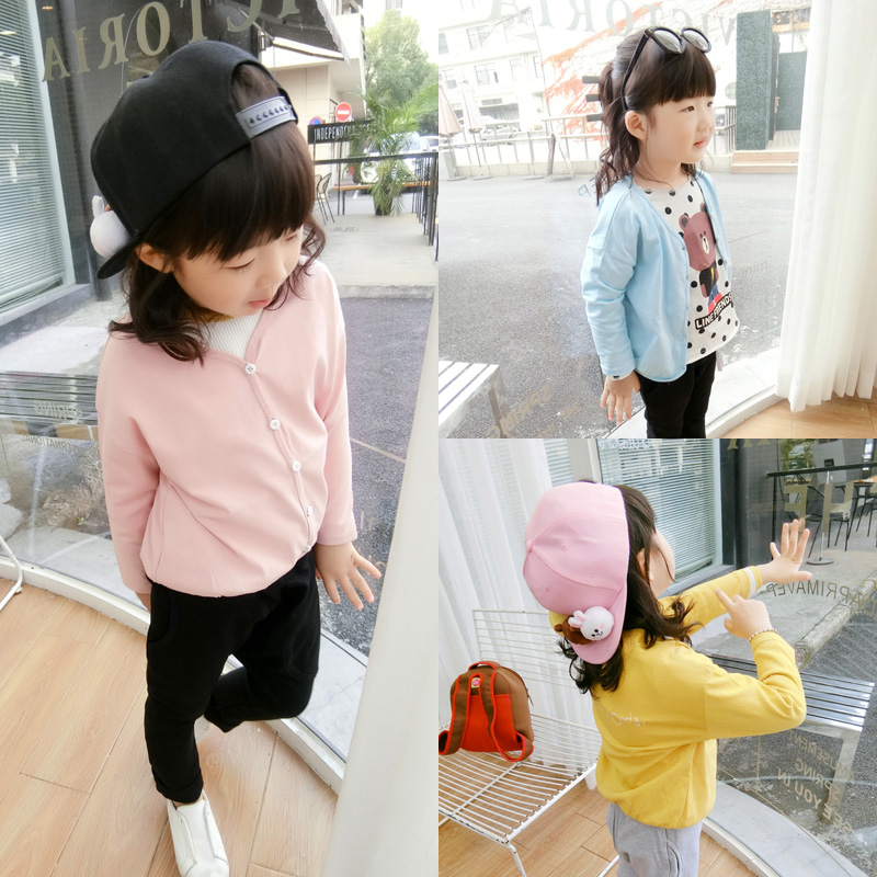 童装女童秋装2017新款韩版外套2-3-4-5-6-7岁女宝宝儿童针织开衫