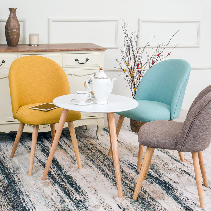 北欧宜家单人沙发椅现代简约实木布艺休闲椅餐椅洽谈咖啡椅书桌椅