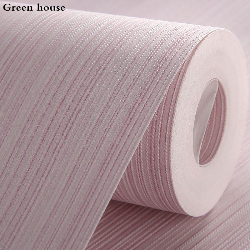 浅粉素色竖条纹壁纸卧室客厅简单大气温馨现代简约纱线无纺布墙纸