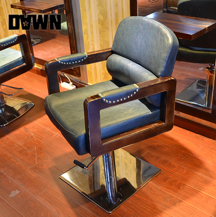 厂家直销高端美发理发椅子发廊专用剪发椅 大气复古实木烫染椅