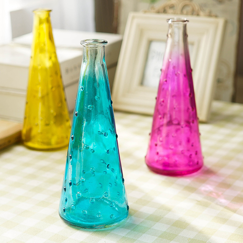 点点彩色玻璃花瓶 简约创意餐桌装饰花器 现代酒吧摆件台面插花瓶