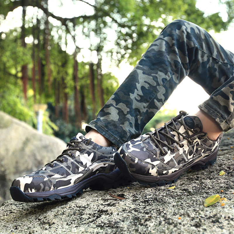 夏季低帮军靴男特种兵系带迷彩户外越野登山防水运动鞋军鞋跑步鞋