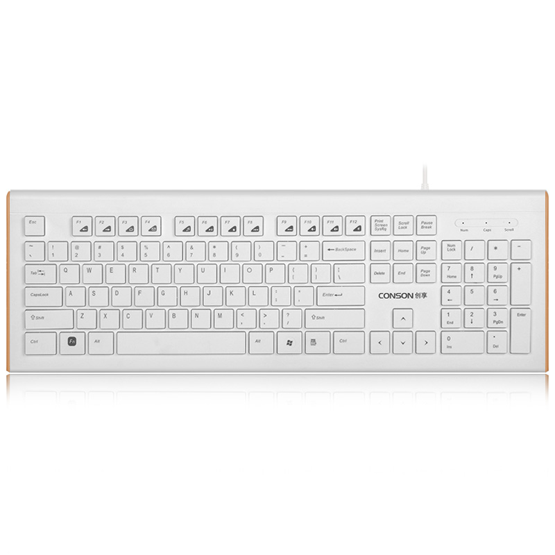 创享CK450巧克力键盘电脑笔记本键盘USB外接超薄静音白色有线键盘