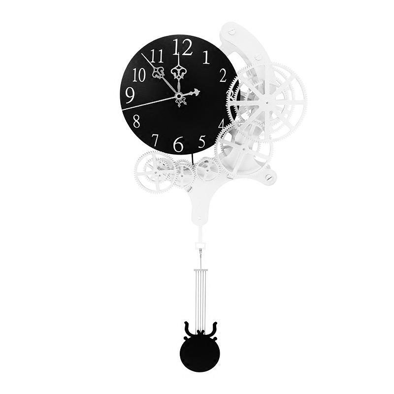 餐厅创意齿轮挂钟齿轮钟个性钟摆挂钟时尚客厅钟齿轮钟表座钟咖啡