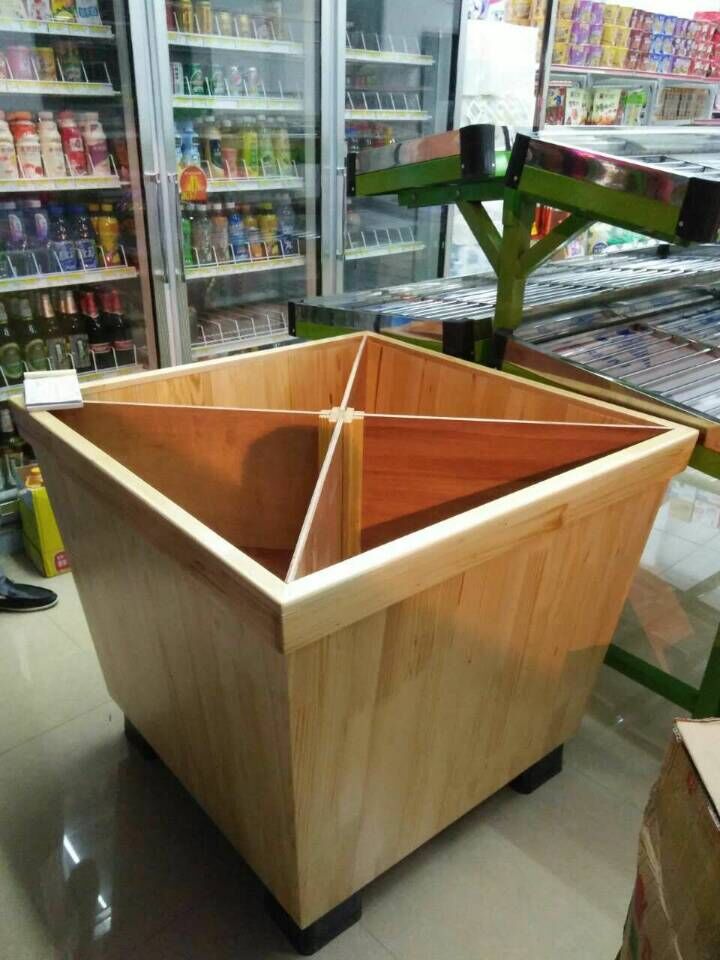 深圳超市米粮桶杂粮柜实木米粮斗木质米桶五谷杂粮柜超市木制货架