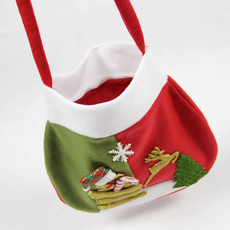 圣诞装饰品 圣诞平口袋礼物袋 圣诞袜布袋糖果袋 红口袋