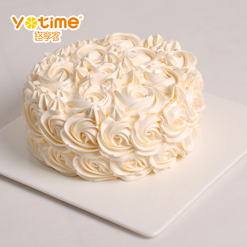 悠享家 创意雪玫瑰造型冰淇淋生日蛋糕6寸奶油蛋糕 温州同城配送