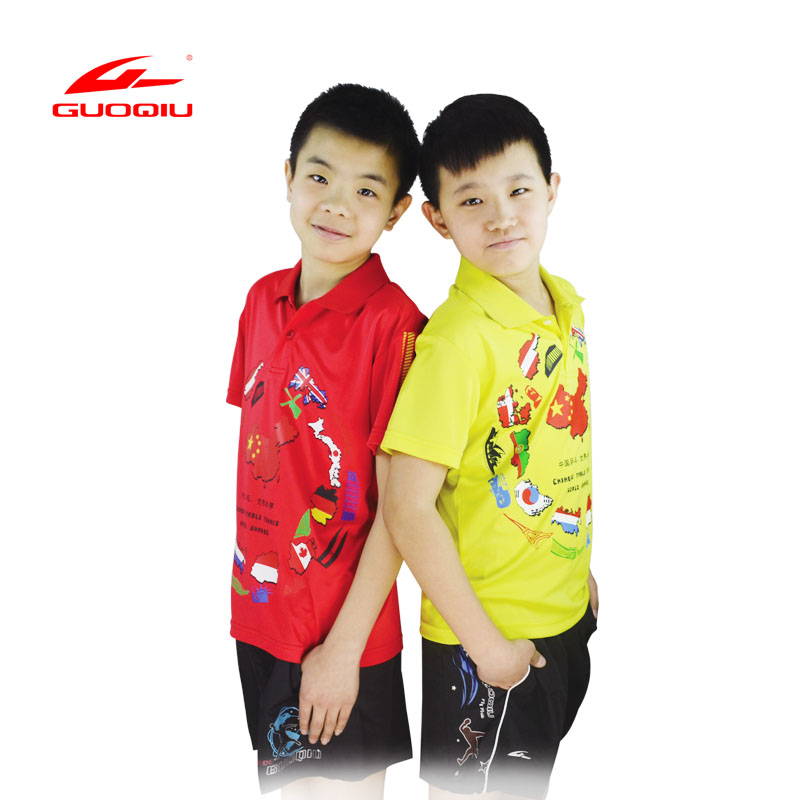 国球G-107儿童训练比赛乒乓球服 乒乓球羽毛球训练比赛短袖球服