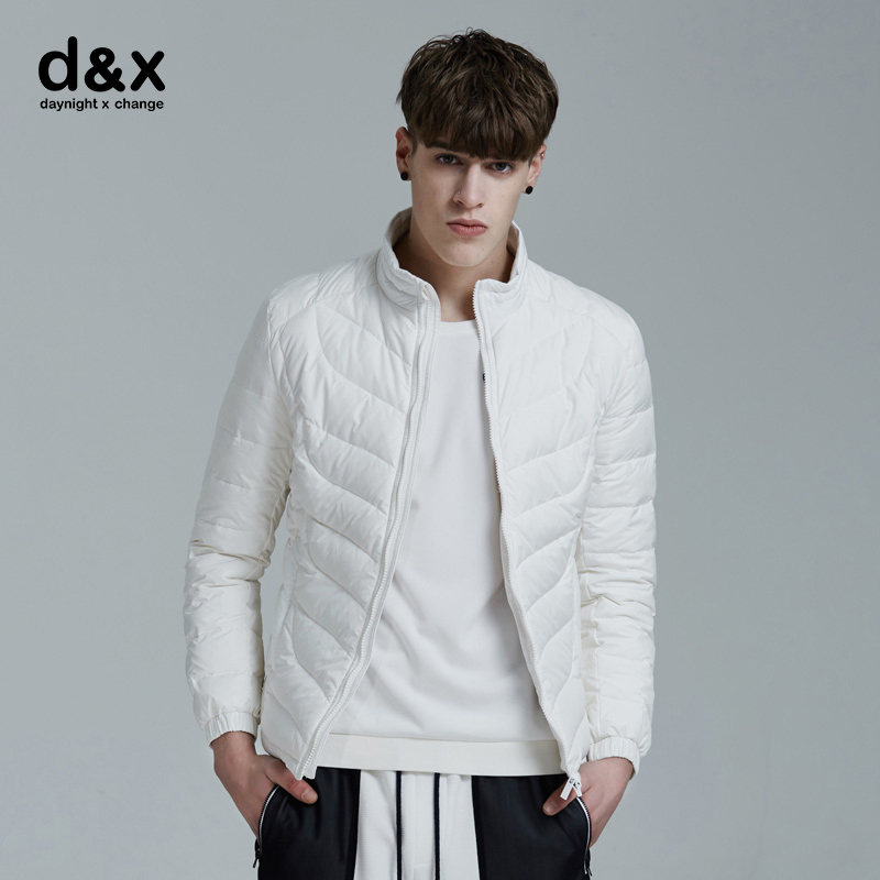 d&x2016冬季新款潮牌男士羽绒服 潮男立领轻薄短款白色羽绒服外套