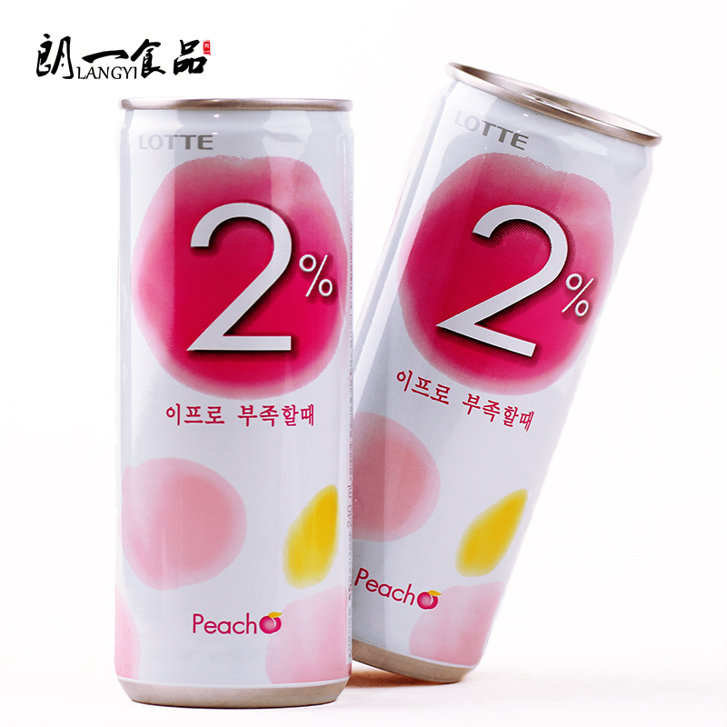 Lotte乐天2%桃汁饮料240ml 韩国进口食品饮料 水蜜桃果汁味饮品