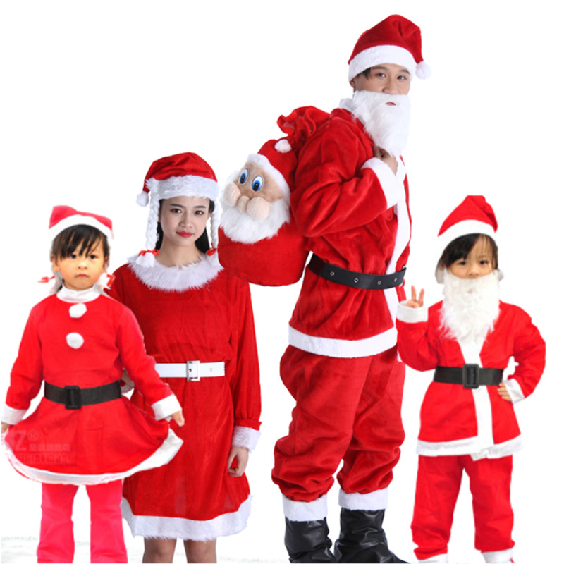 多美忆圣诞衣服成人儿童圣诞老人服装套装男装女装配套礼袋 皮