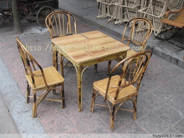 竹家具 竹椅 农家乐 方形竹餐桌 田园桌椅 竹制餐桌椅组合