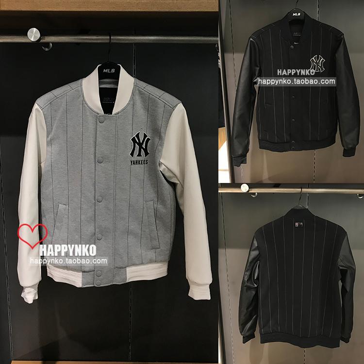 MLB 韩国正品代购 18春 男士竖条纹 NY撞色 棉服夹克 JP21811