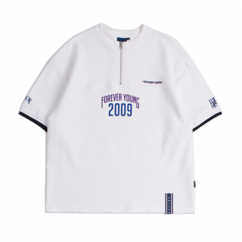 代购ROMANTIC CROWN 17年新款男女2009 Zip Up短袖T恤 白