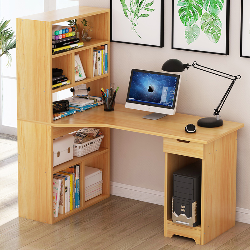 书桌简约 电脑桌台式家用 书桌书架组合写字台办公桌子简易台式桌