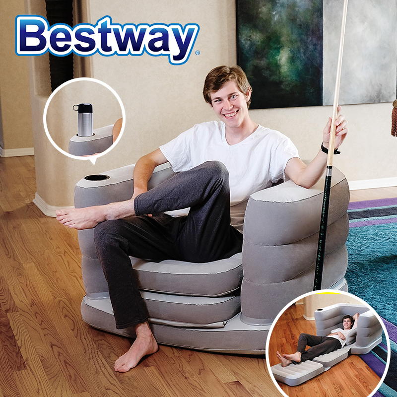 Bestway充气沙发 单人气垫座椅懒人沙发床 植绒简易沙发休闲椅子
