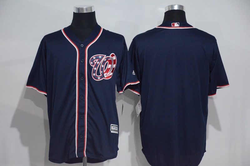 Nationals棒球服MLB国民队球衣无字光版空白款灰红蓝色开衫短袖
