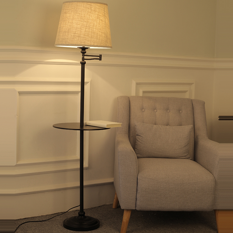 北欧落地灯客厅简约现代卧室床头灯书房地灯置物托盘创意台灯美式