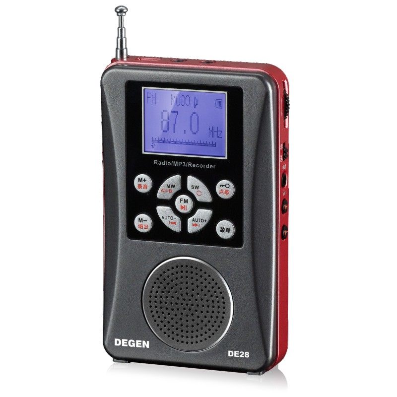 Degen/德劲 DE28数字调谐全波段收音机 收录播音响型 手持便携型