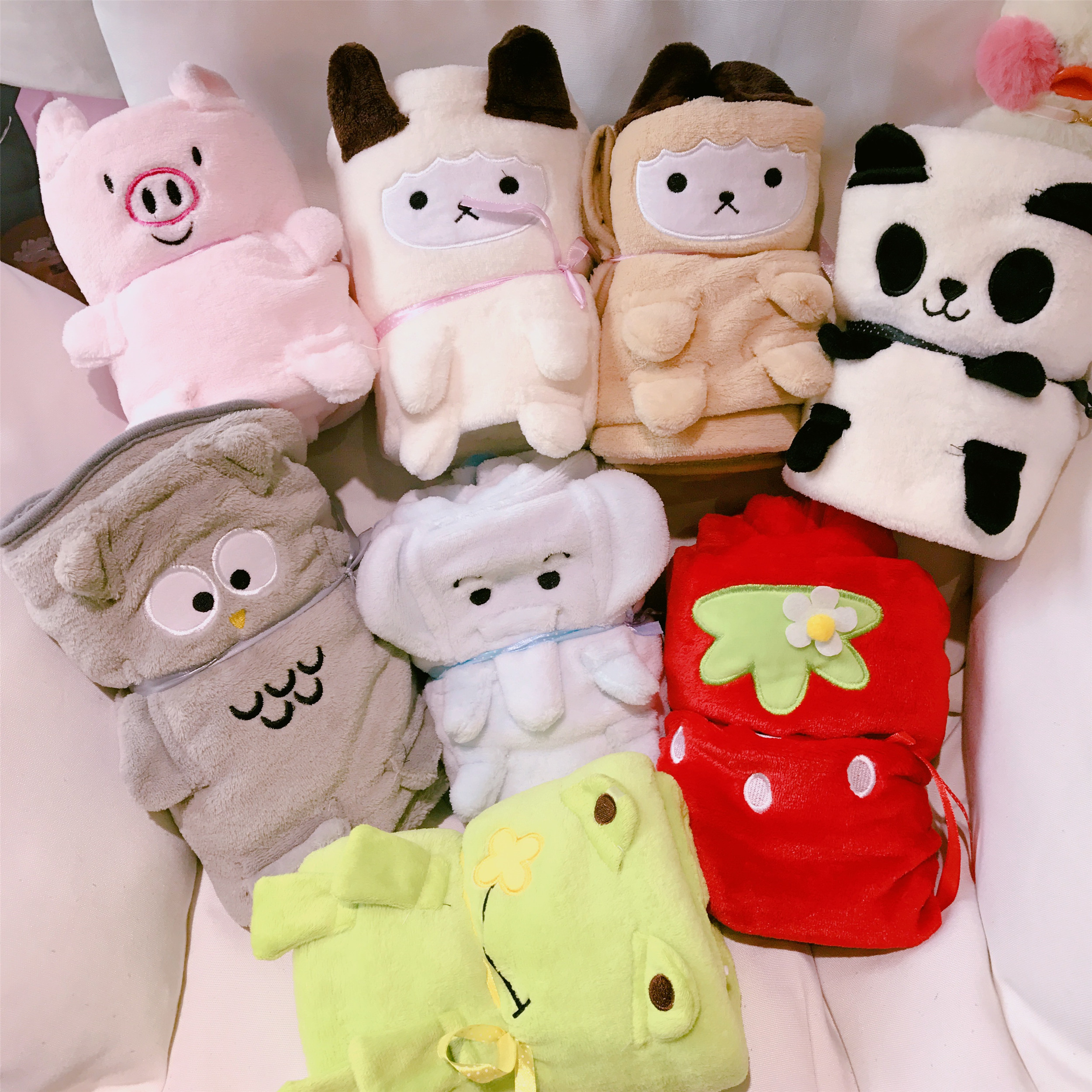 韩国可爱卡通动物毯子日系软妹办公室午睡珊瑚绒学生毛毯空调毯