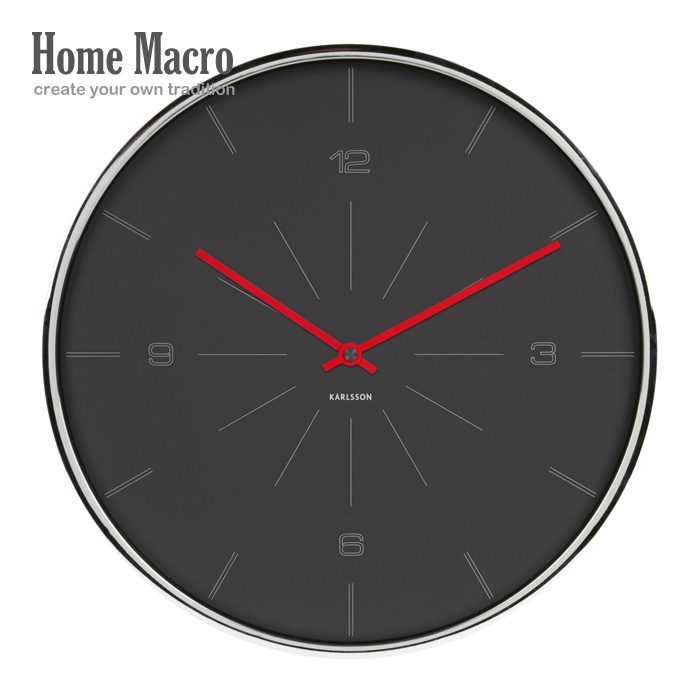[现货]荷兰KARLSSON新款/深灰色薄线数字挂钟-40cm/超薄设计时钟