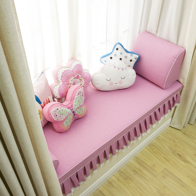 定做粉红色韩式风格可爱公主阳台垫卡座海绵垫儿童房飘窗垫窗台垫