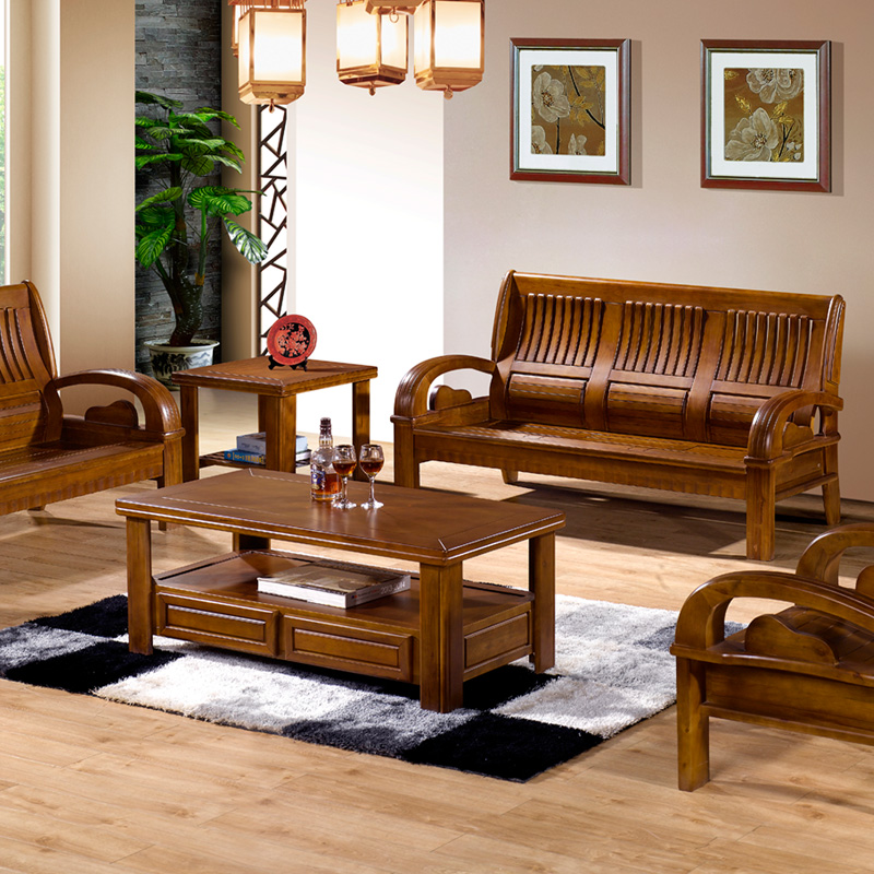 香樟木沙发客厅家具办公现代中式简约自由组合沙发 实木沙发