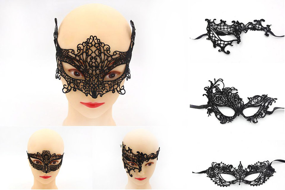 化妆舞会黑色性感蕾丝面具 镂空蕾丝眼罩面具创意活动派对装饰