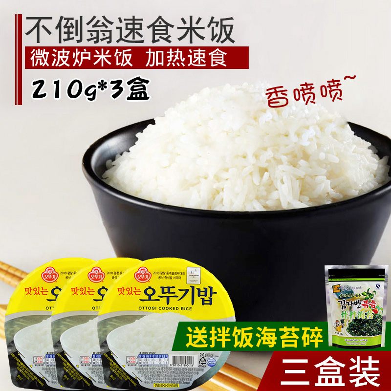 亏钱处理 韩国进口不倒翁速食米饭微波炉加热即食白米饭方便饭3盒